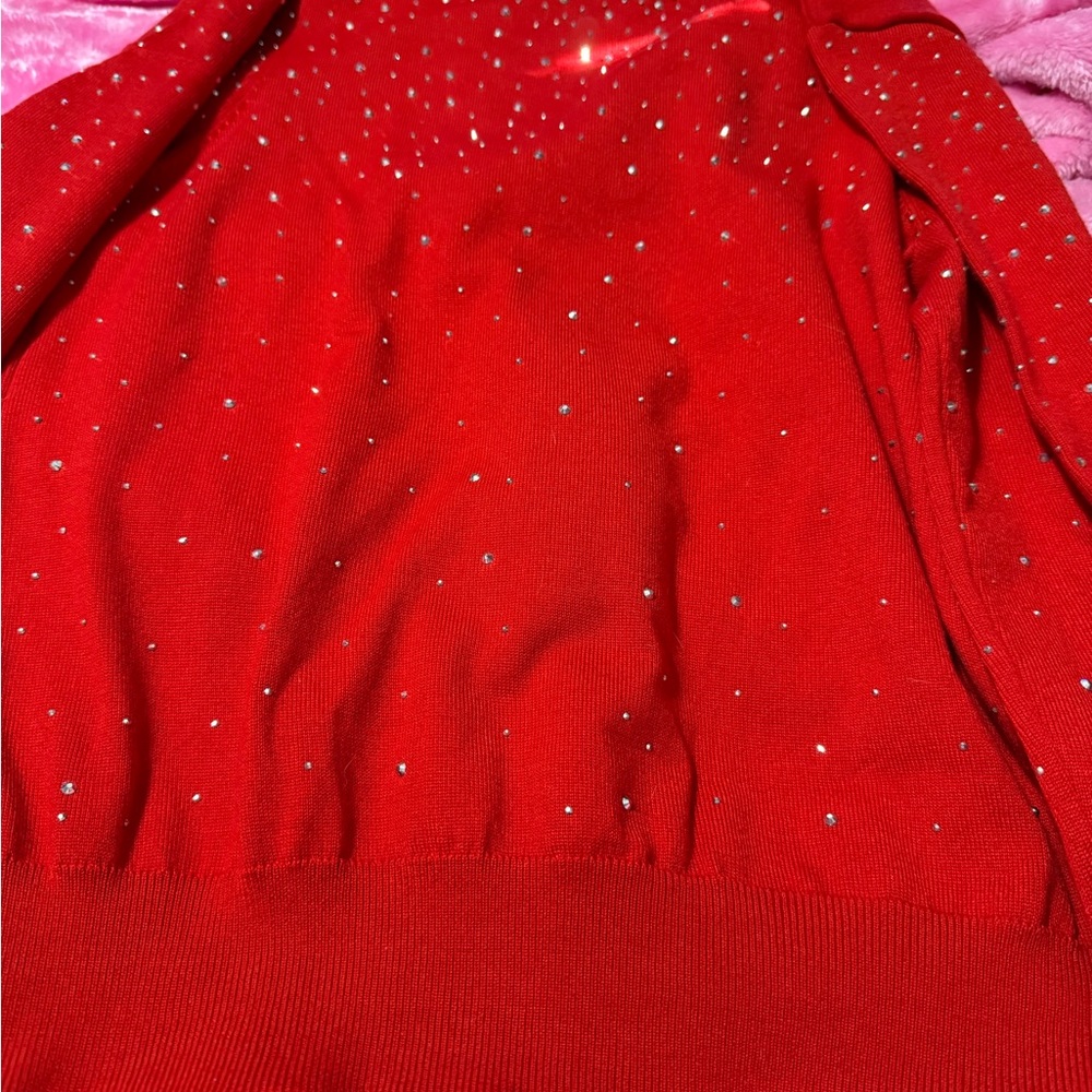 Red Sweater with Silver Accents
